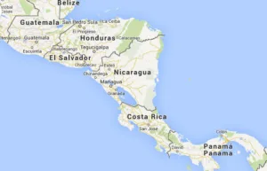 Mapa de Nicaragua y América Central.