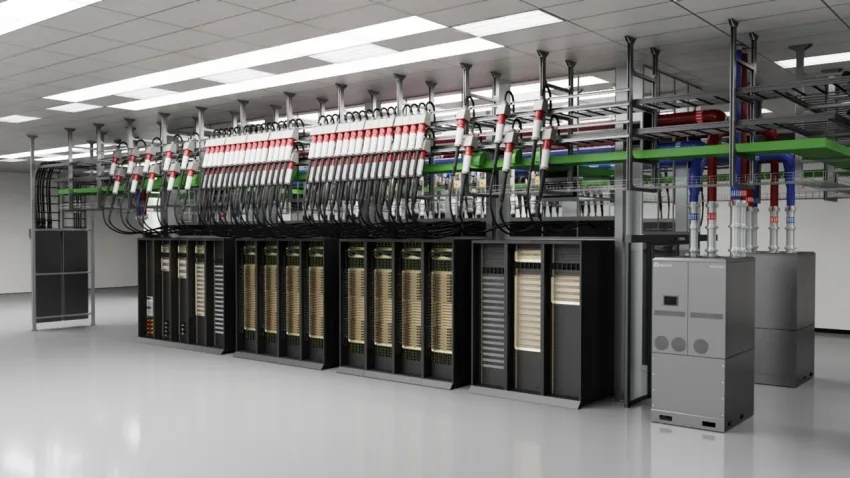 Detrás de cada texto generado por IA, hay una sala como esta: servidores que consumen millones de litros de agua y electricidad para sostener el sueño digital. Imagen: NVIDIA.